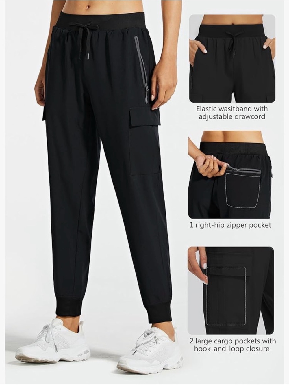 Libian Black Women's Cargo Jogger Pants